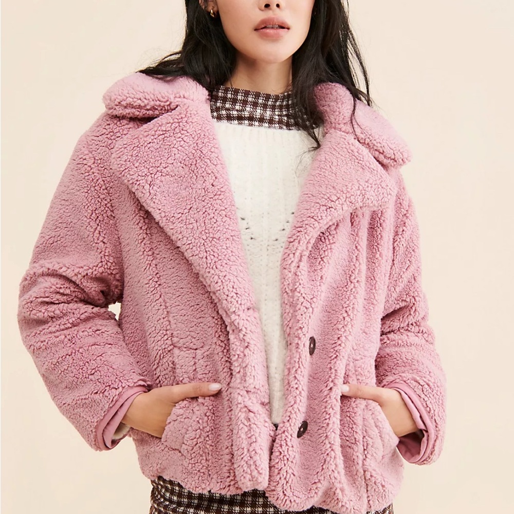 Free people joplin cozy Women's Pink Sherpa Jacket